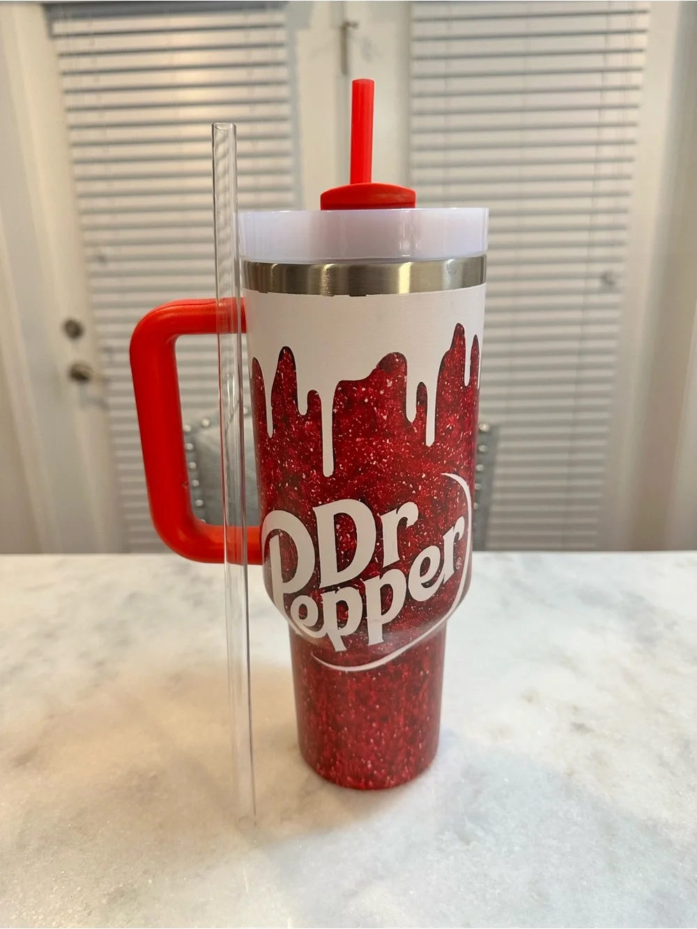 Stanley Red Dr Pepper Insulated 40 Tumbler with Handle and 2 Straws - Picture 3 of 8